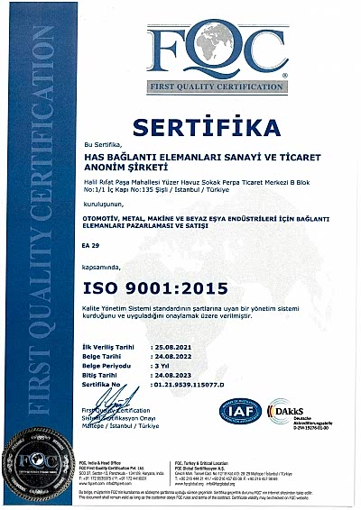ISO 9001 HAS BAĞLANTI